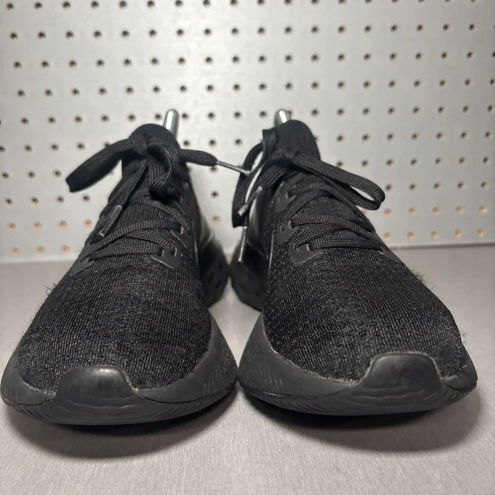 Nike React Infinity Run Flyknit Shoes Mens Sz 7 Womens Sz 8.5 Triple Black